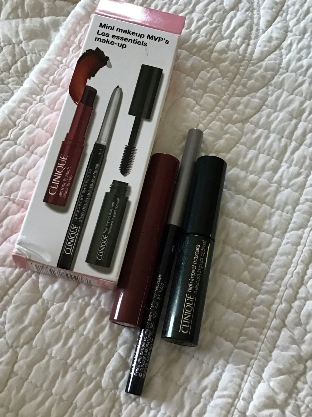 Clinique Mini Makeup Set Almost Lipstick Black Honey Quickliner Intense Black